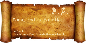 Manojlovits Patrik névjegykártya